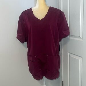 Scrubstar Premium Scrubwear Stretch Short Sleeve Wine Colored Scrub Top Size 3XL